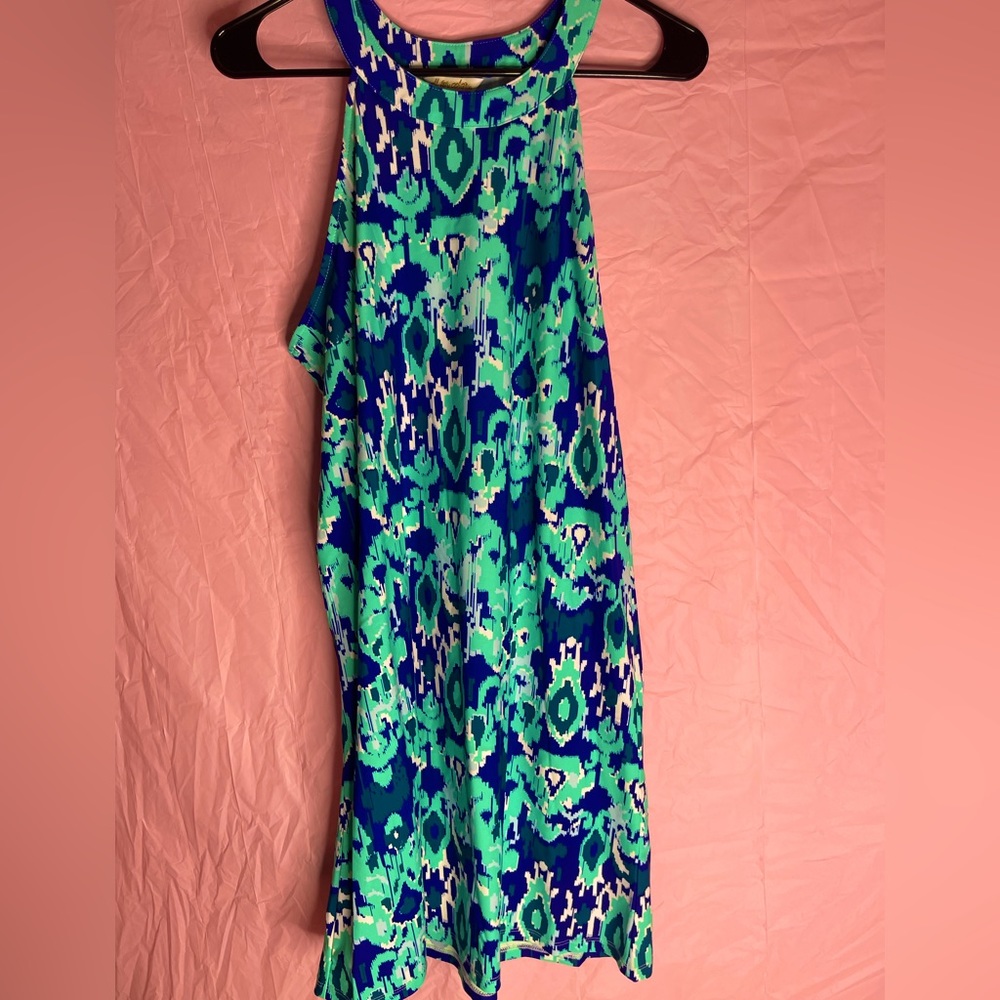 All for Colorie women’s medium blue and green dress
